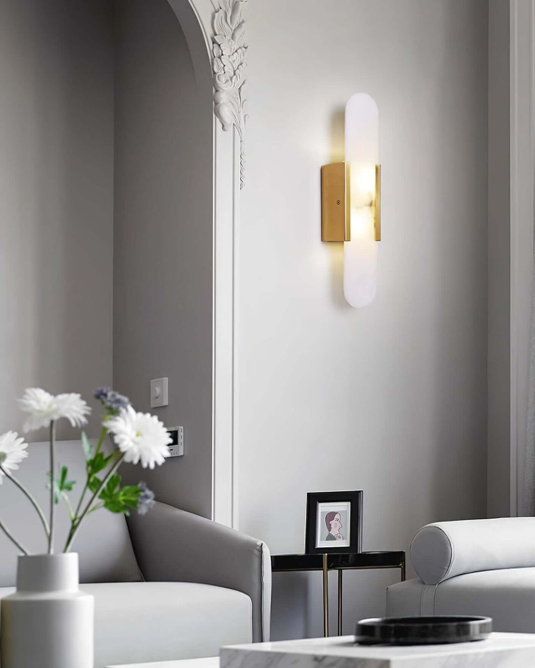 Elongated Alabaster Wall Lamp