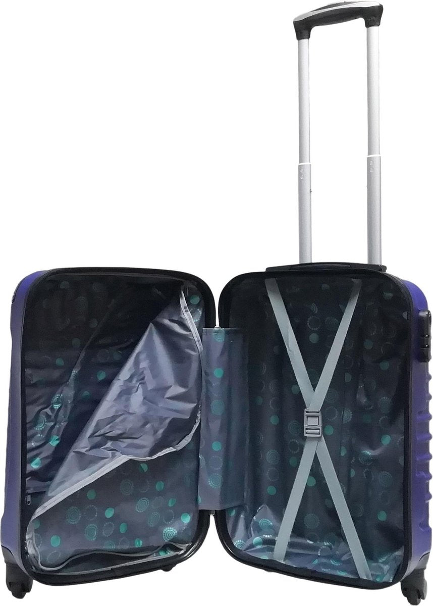 Unisex dark blue 2-piece hardshell rolling luggage set. Durable suitcases for seamless vacation or business travel.