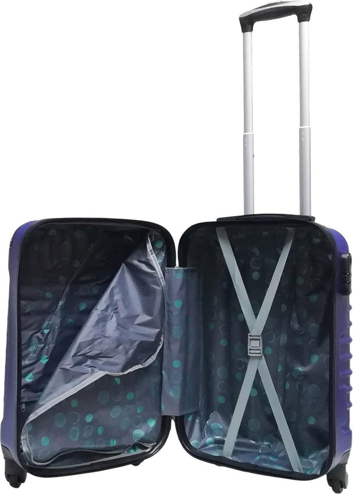 Unisex dark blue 2-piece hardshell rolling luggage set. Durable suitcases for seamless vacation or business travel.