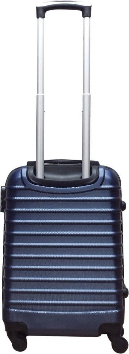 Compact dark blue 2-piece hardshell luggage set. Unisex suitcases with durable construction for reliable travel.