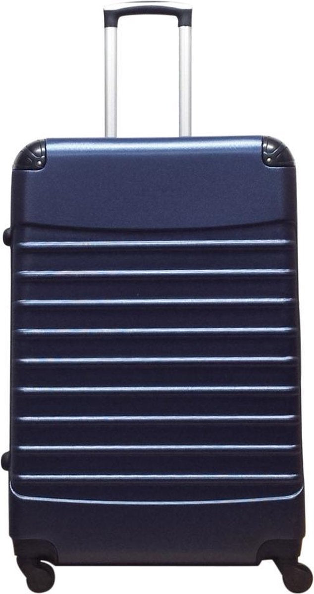 Robust dark blue 2-piece luggage set. Unisex hardshell suitcases with spinner wheels, perfect for all travel types.