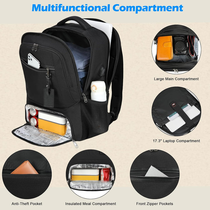 Dark grey waterproof backpack for students, featuring laptop compartment & USB charging.