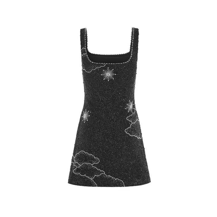 Elegant women's black sequin mini dress. Dazzling party & cocktail attire, glamorous for special occasions & evenings.