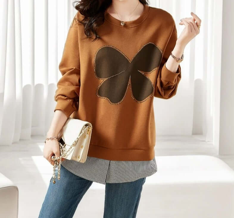 Dazzling women's rhinestone round neck sweater, perfect for elegant party wear. Glamorous sparkle top, fall & winter fashion.