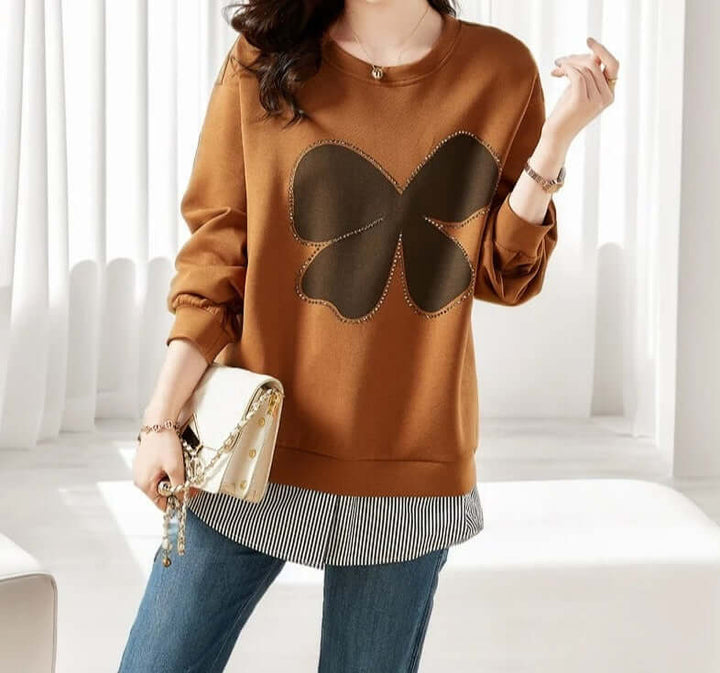 Dazzling women's rhinestone round neck sweater, perfect for elegant party wear. Glamorous sparkle top, fall & winter fashion.