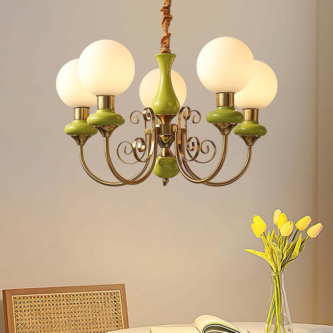 Elegant Green Onyx Chandelier | 3 & 5 Heads