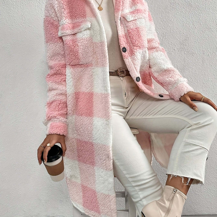Women's Checked Long Sleeve Coat