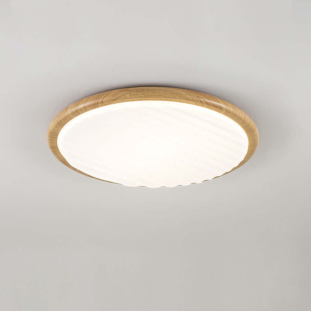 Round Wooden LED Ceiling Light for Bedroom