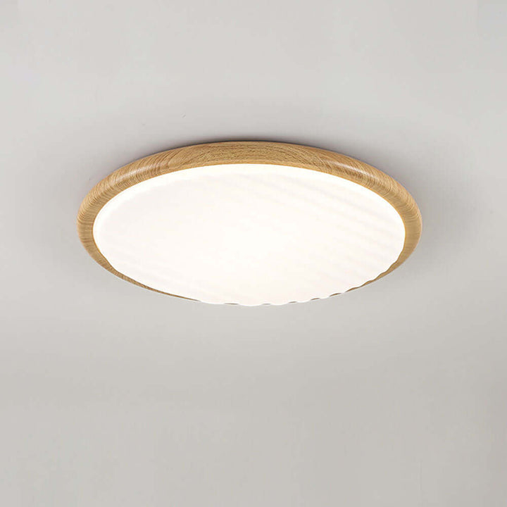 Round Wooden LED Ceiling Light for Bedroom