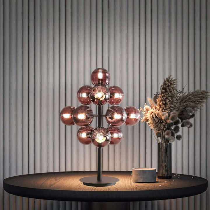 Decorative Grape Table Lamp with Black Iron & Glass
