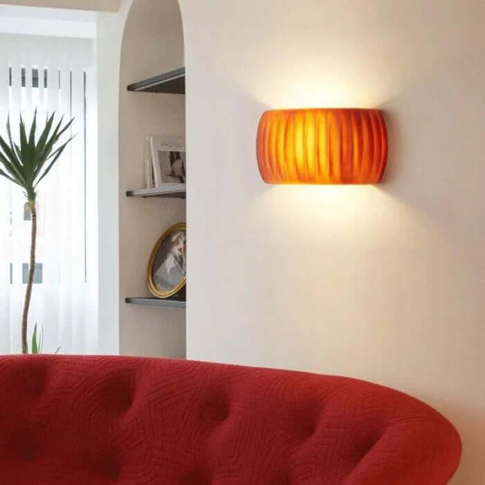 Ribbed Resin Wall Sconce - Art Deco Style