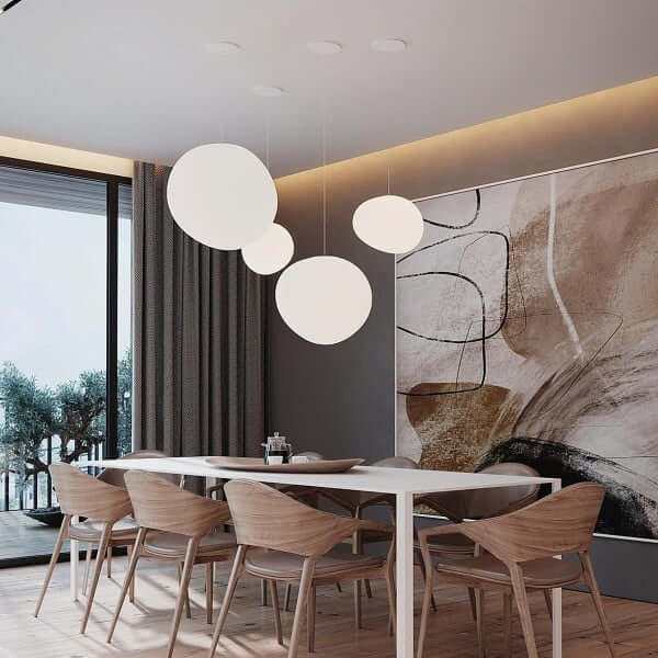 Modern Pendant Light Fixture, Hand-Blown Glass