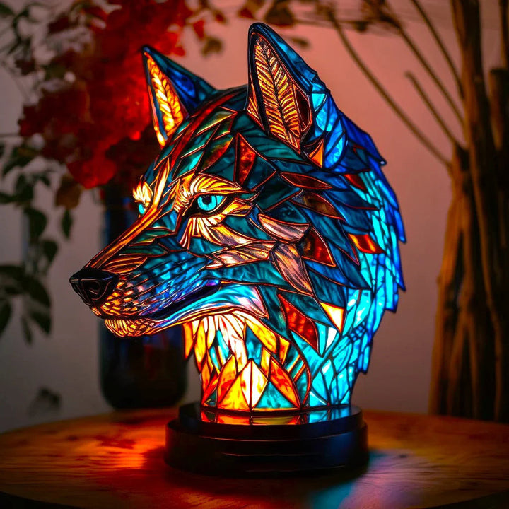 Colorful animal stained glass effect table lamp. LED accent light, a vibrant addition to home decor.