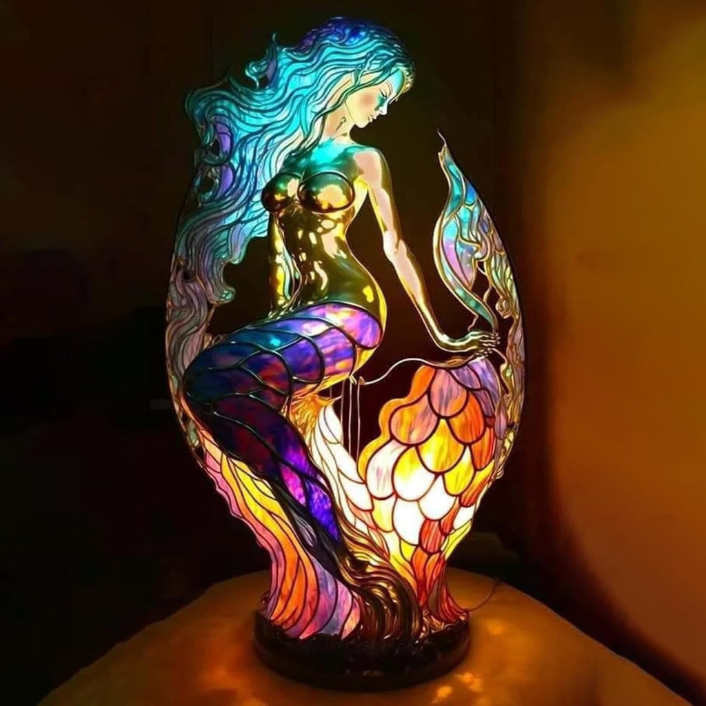 Unique animal stained glass table lamp, perfect LED gift. Decorative accent light for home or office.
