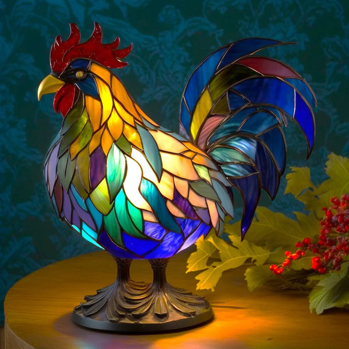 Resin animal stained glass effect table lamp. LED decorative accent light, ideal for home decor & gifts.