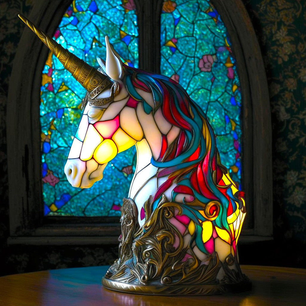 Decorative animal stained glass table lamp. LED accent light, perfect unique home decor gift.