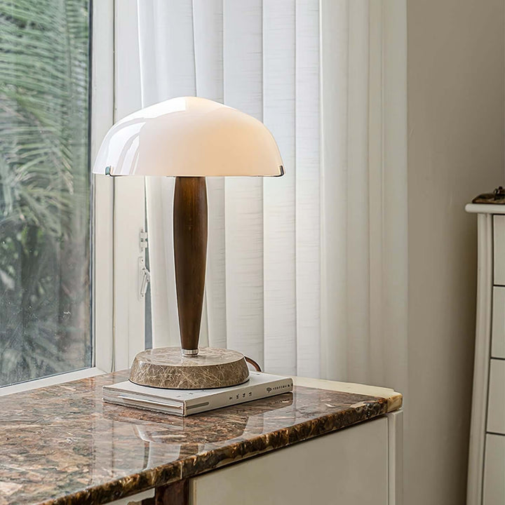 Elegant Glass & Wood Table Lamp