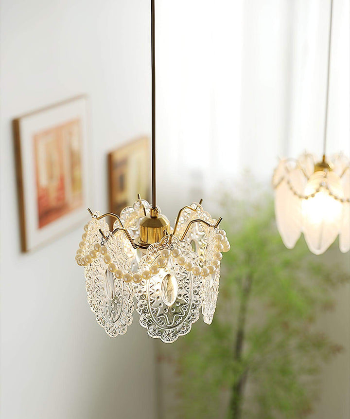 Floral Glass Pendant Lamp 20cm