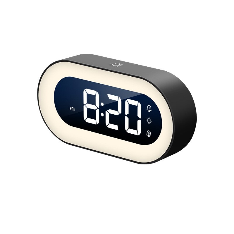 Digital LED Alarm Clock with dimmable night light, perfect for bedroom or bedside table.