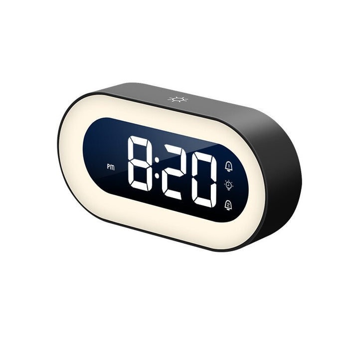 Digital LED Alarm Clock with dimmable night light, perfect for bedroom or bedside table.