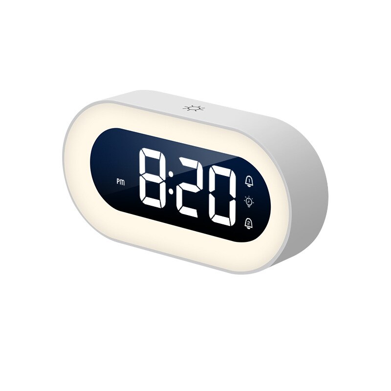 Compact rechargeable LED clock & night light, great for bedroom, desk, or home office.