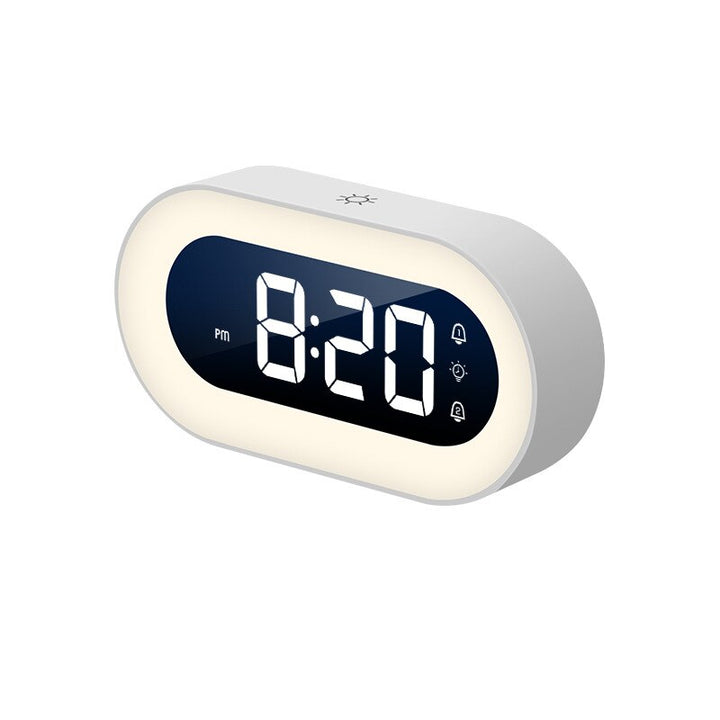 Compact rechargeable LED clock & night light, great for bedroom, desk, or home office.