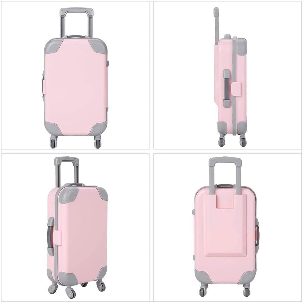 Pretend play doll travel suitcase, lightweight & colorful 18-inch accessory for kids.