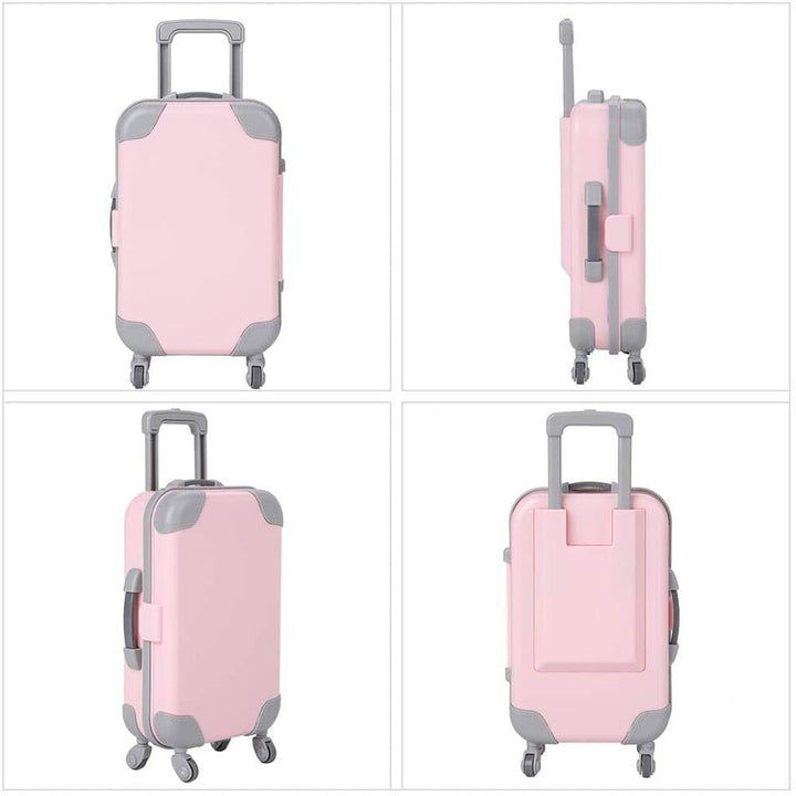 Pretend play doll travel suitcase, lightweight & colorful 18-inch accessory for kids.