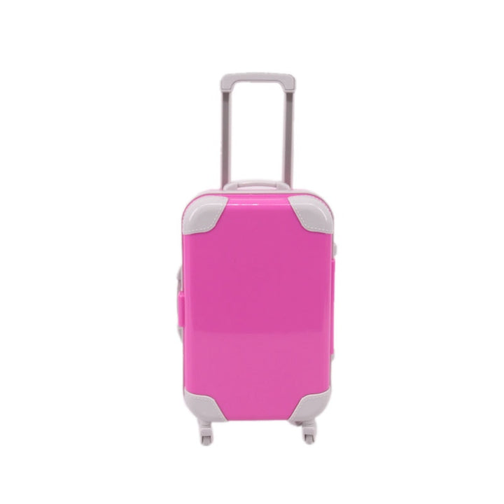 Miniature doll luggage for kids' pretend adventures; durable 18-inch travel toy gift.