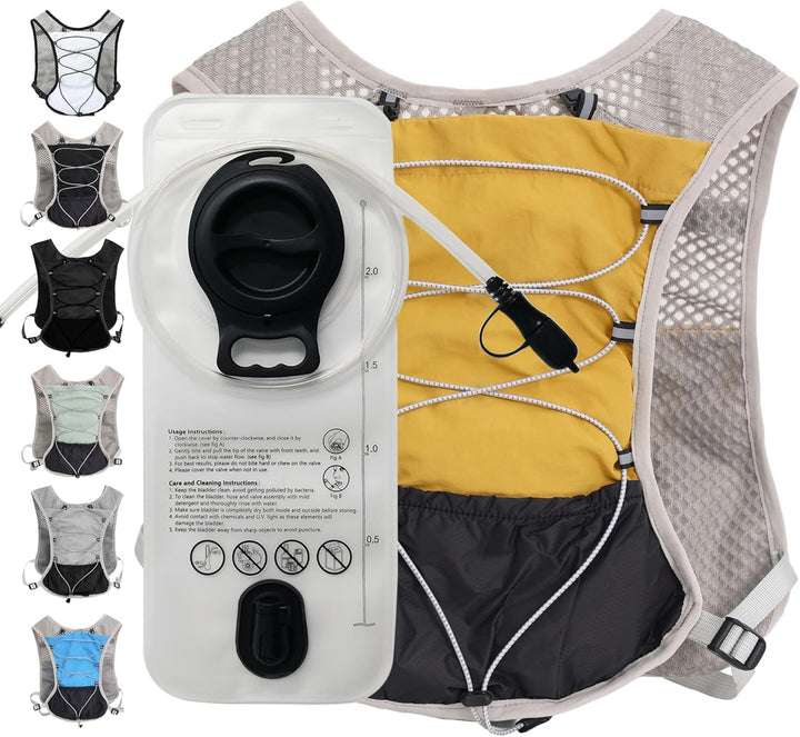 Marathon running vest, ultra-light with 2L bladder, designed for peak performance.