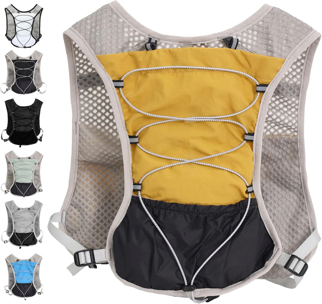 Trail running hydration vest, 2L water bladder, adjustable fit, lightweight & breathable.