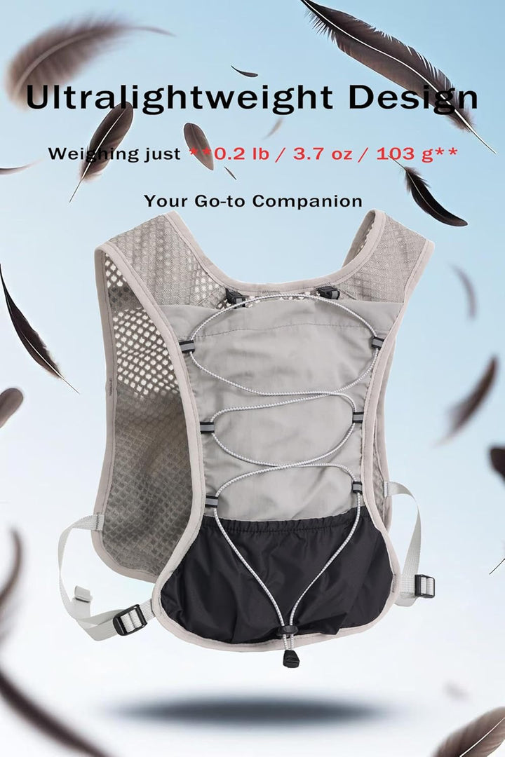 Lightweight hydration pack, perfect running vest with 2L water bladder for trail running.