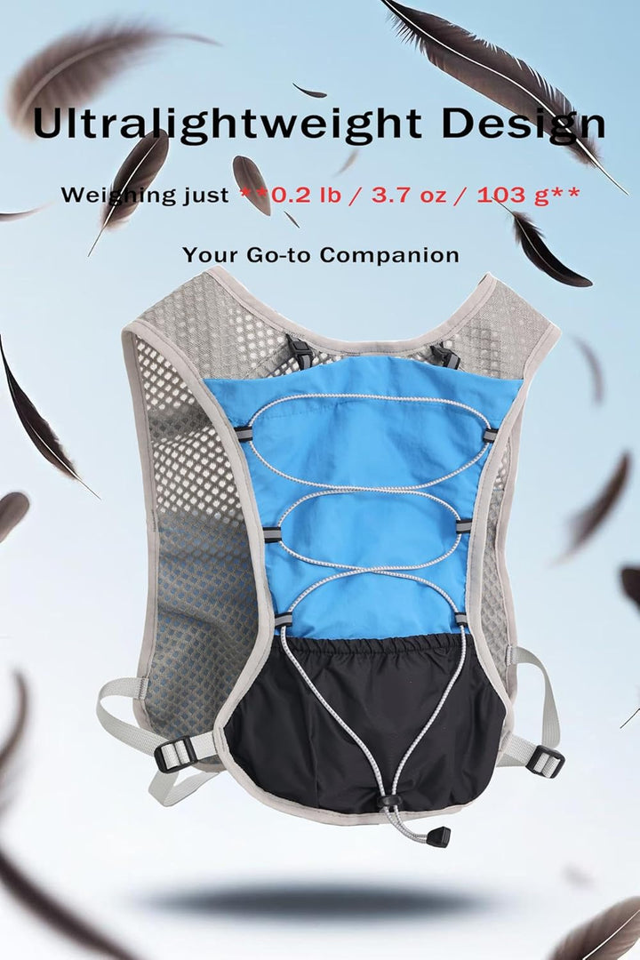 Ultra-light hydration running vest, Dravien 2L bladder, perfect for long-distance events.