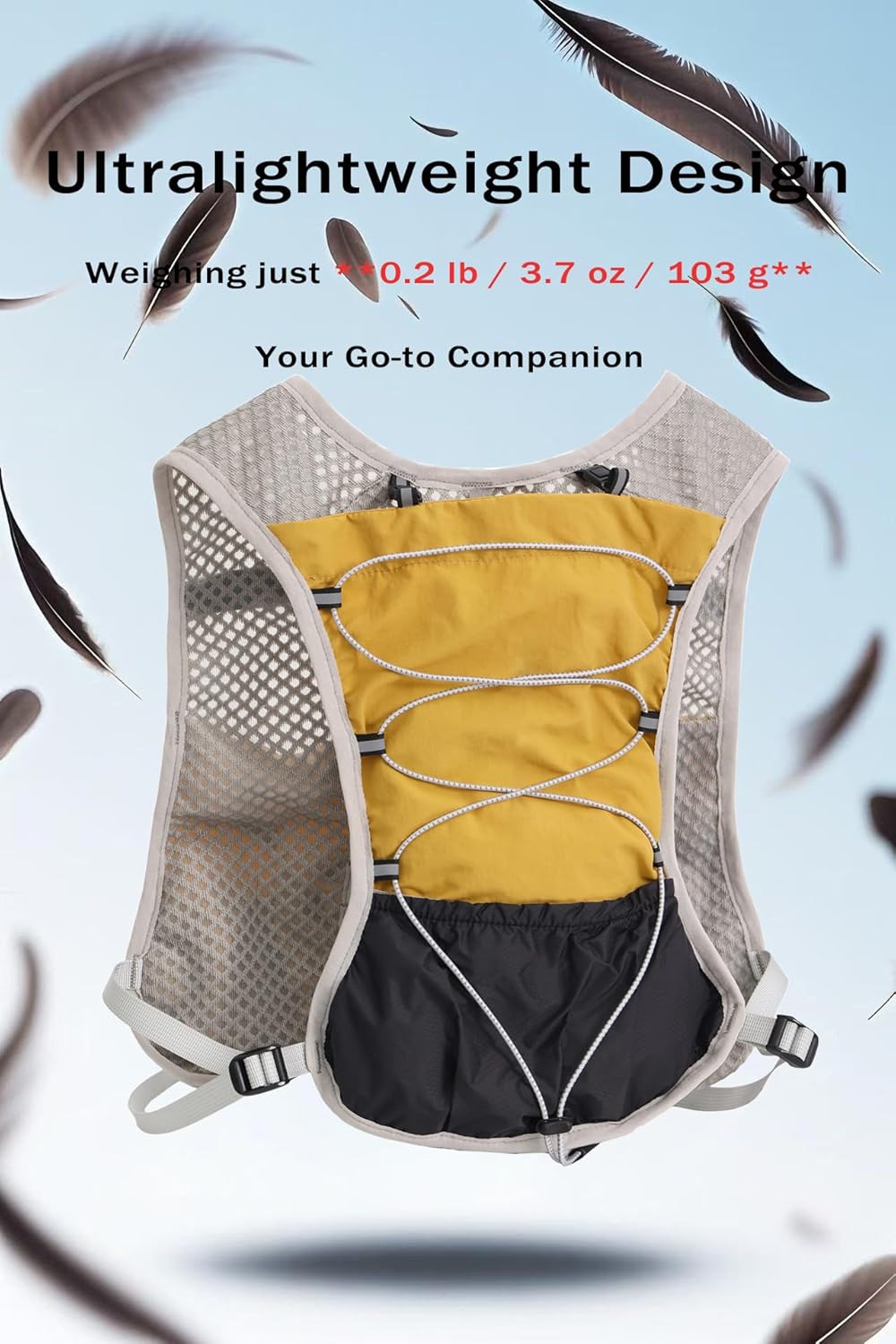 Lightweight hydration pack, 2L water bladder, perfect for casual and serious runners.