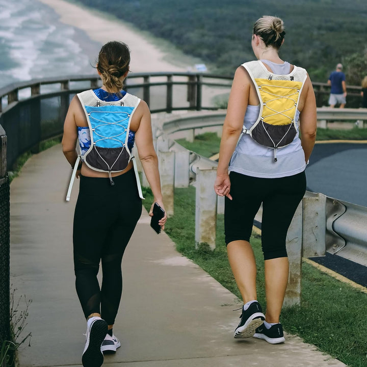 Trail running hydration vest, 2L bladder, adjustable for a custom, no-bounce fit.