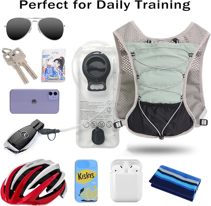 Adjustable unisex hydration vest, 2L bladder, ultra-light for trail & road running.