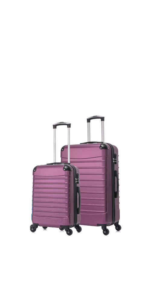 Durable 2-piece hard shell suitcase set with spinner wheels & combination lock, essential travel gear for any trip.