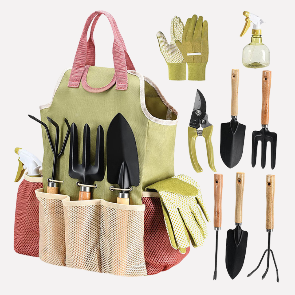 Durable 5-piece essential garden tool set for weeding, planting, and soil work in home gardens. Hand tools for plant care.