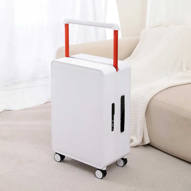 Modern Dublin hard shell cabin suitcase; compact, durable, and easy to maneuver with spinner wheels.