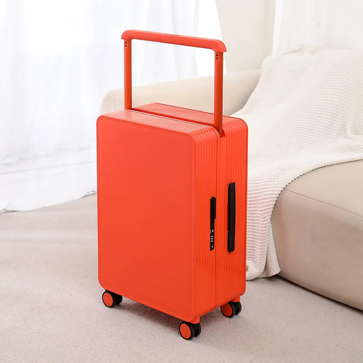 Sleek Dublin hard shell travel suitcase; durable PP construction with multi-directional spinner wheels.