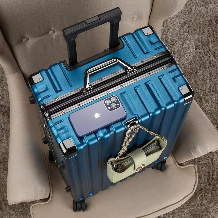 Premium hard shell luggage with a sturdy aluminum frame, perfect for any journey.