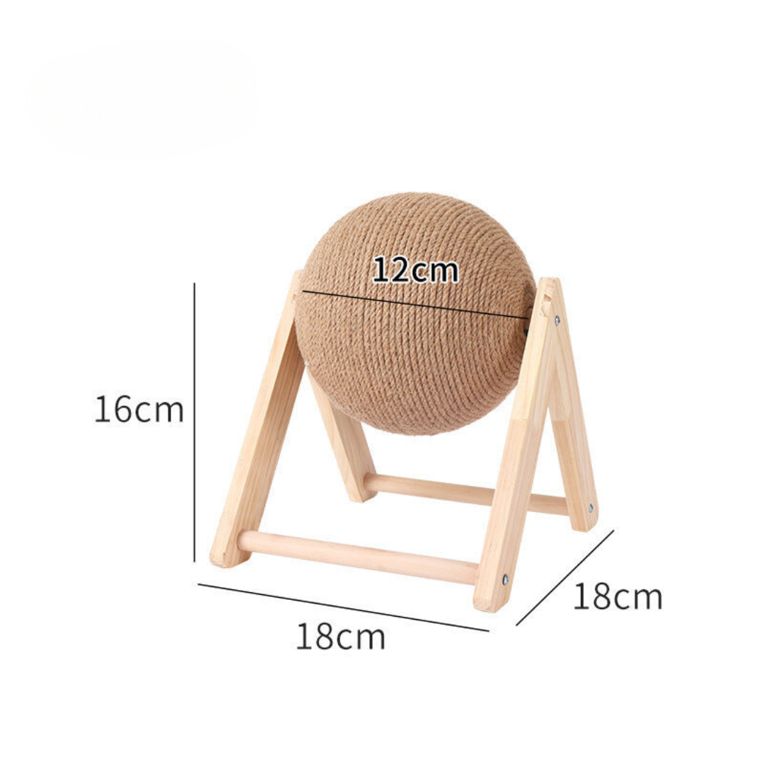 "Durable sisal cat scratching ball, robust design, fits home decor, prevents furniture damage, promotes healthy play."