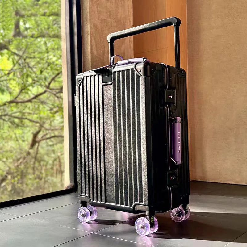 Durable unisex hard-shell travel suitcase with smooth spinner wheels for effortless journeys.
