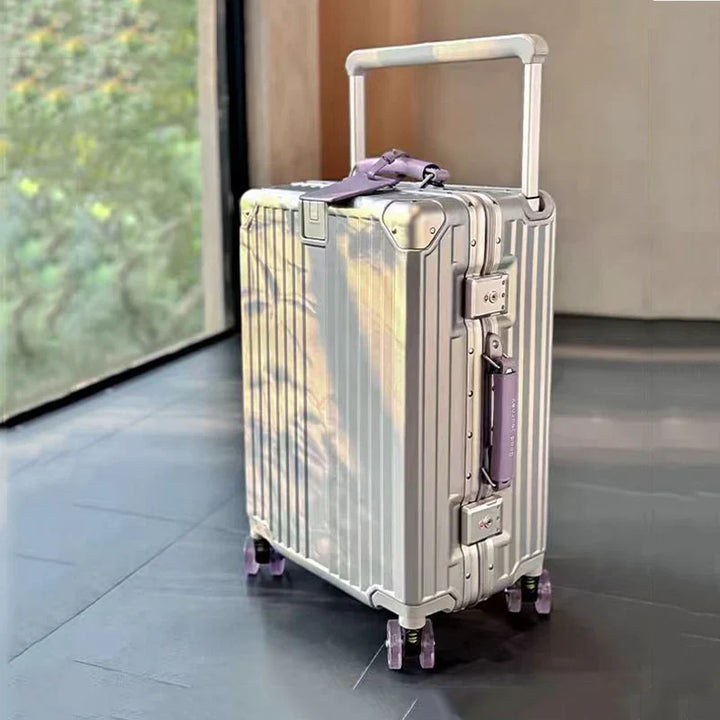 Rugged Valencia Voyager checked luggage, durable hardcase for secure and organized vacation travel.