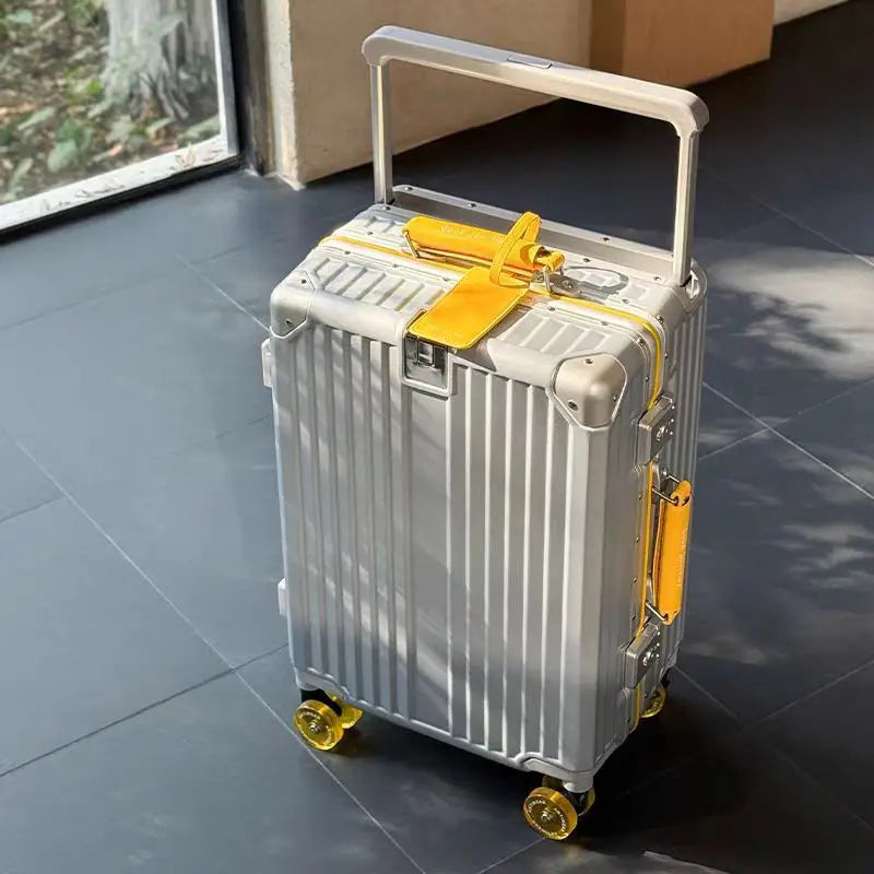 Sleek design of a unisex hard-shell suitcase, strong & lightweight for durable, modern travel.