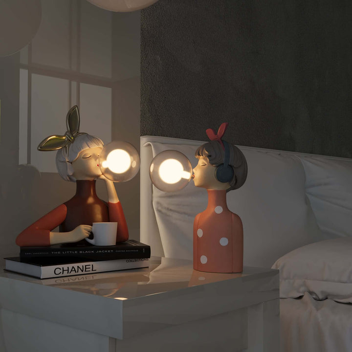 Elegant Resin Table Lamp with USB Power