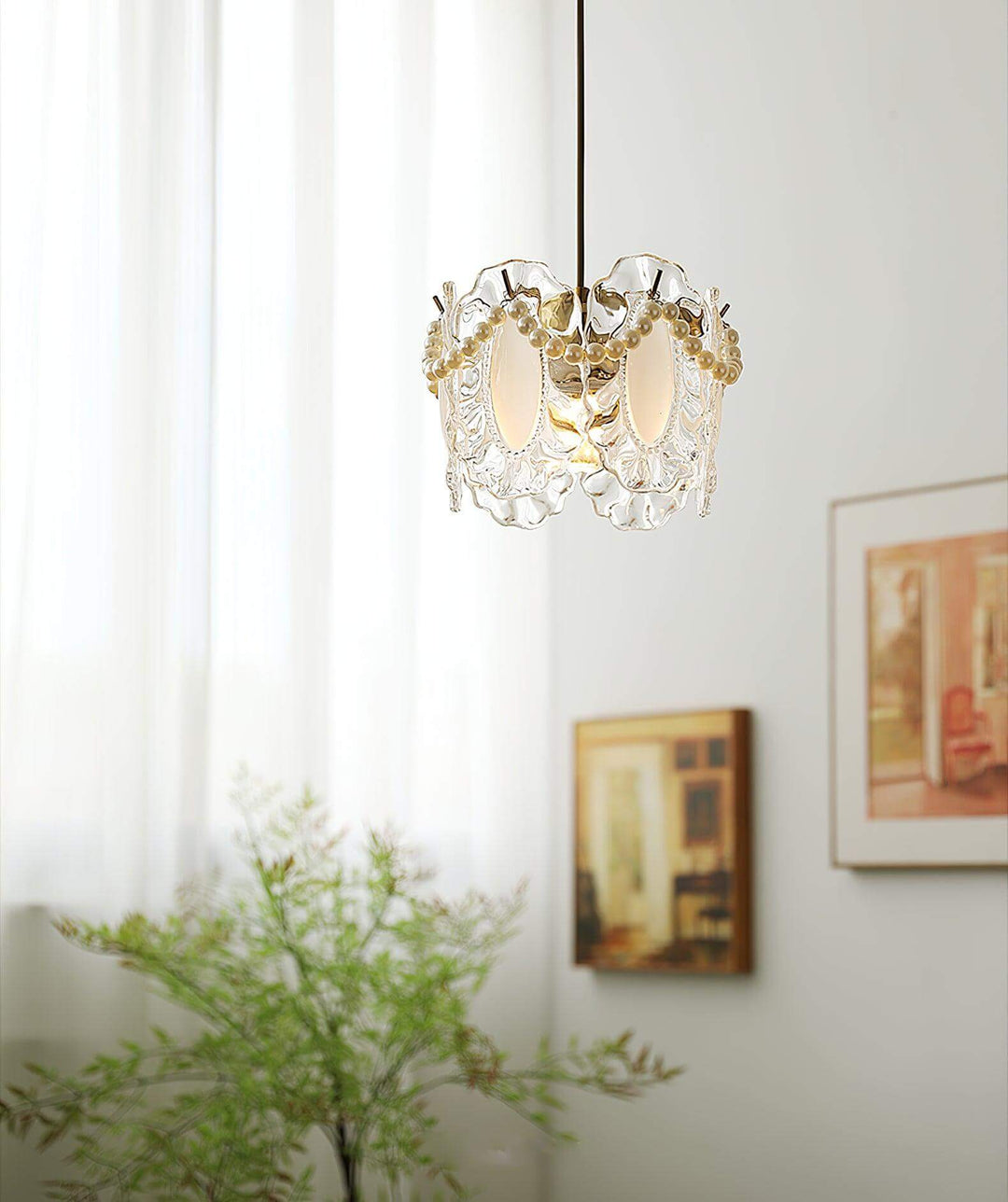 Floral Glass Pendant Lamp 20cm
