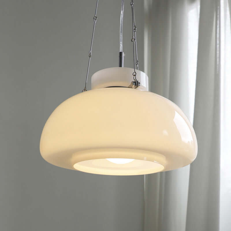 Milky Glass Pendant Light 40cm - Modern Hanging Ceiling Lamp