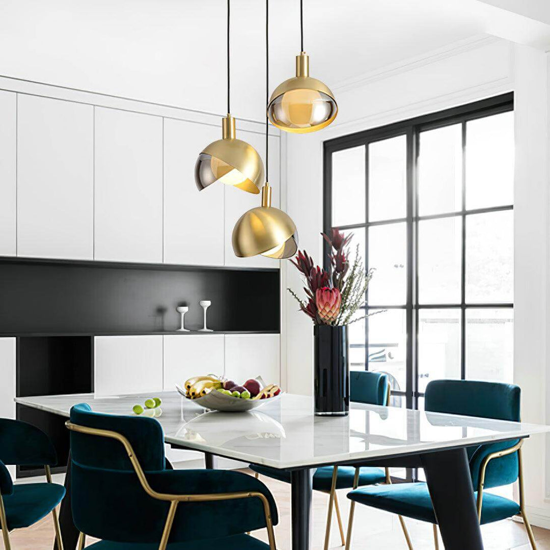 Adjustable Metal Pendant Light with Glass Shade