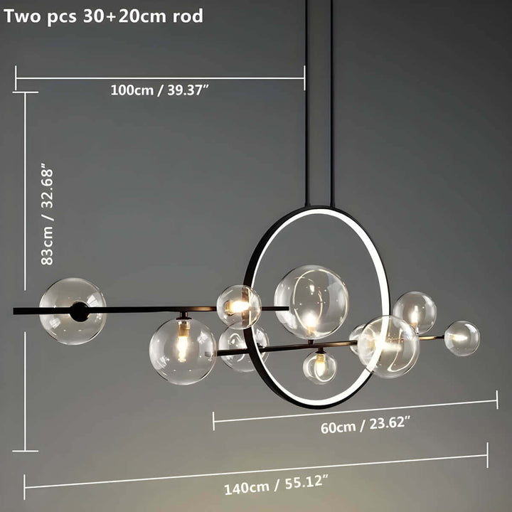 Modern Glass Ball Chandelier, Brushed Nickel Finish